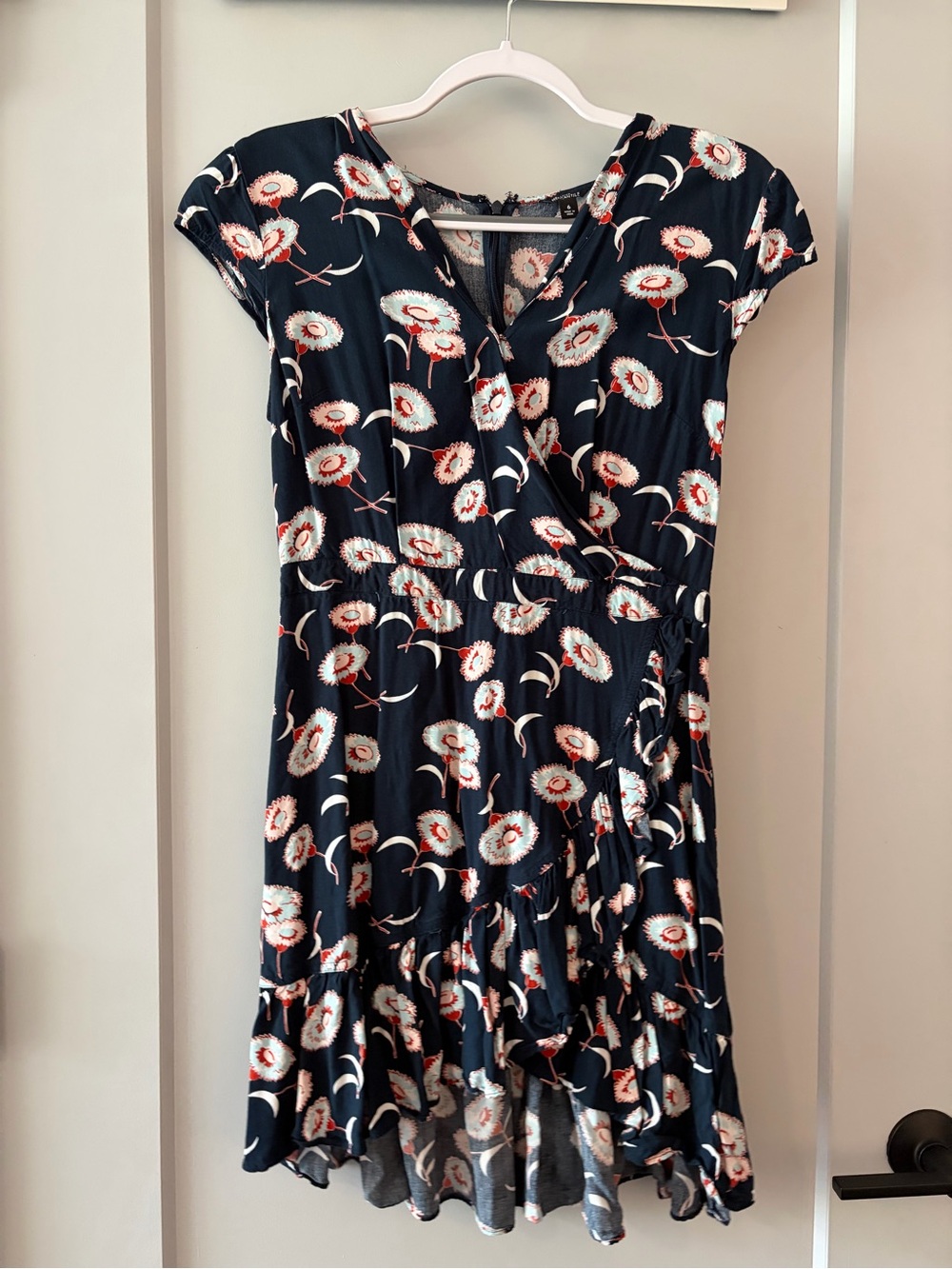J. Crew Navy Floral Wrap Dress